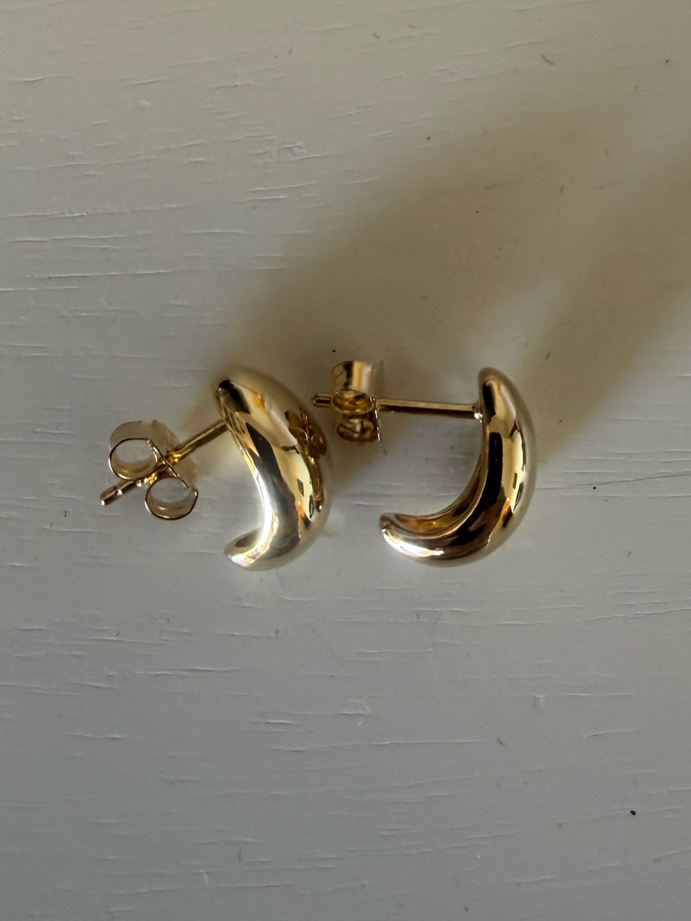 Gold Crescent Hoop Stud Earrings
